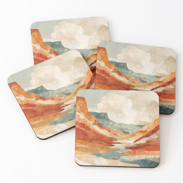 Item preview, Desert Canyon Art Terracotta Rust and Teal Rock Strata Southwest Landscape Print designed and sold by solynneart.