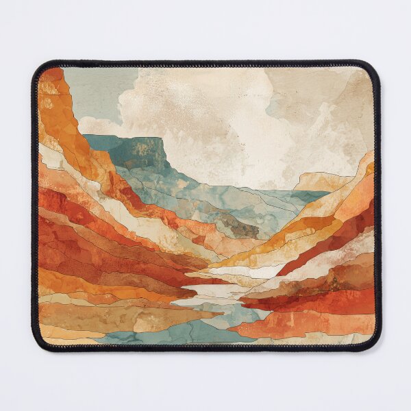 Item preview, Desert Canyon Art Terracotta Rust and Teal Rock Strata Southwest Landscape Print designed and sold by solynneart.
