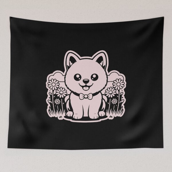 Item preview, Cute Fluffy Puppy with Bow Tie and Flowers designed and sold by AhmedZouita.