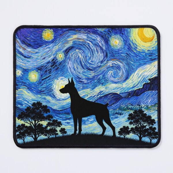 Item preview, Funny Dobermann Dog Starry Night Painting Moon Star Mom Dad Kids designed and sold by FurryHavenPH.