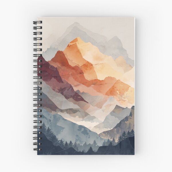 Item preview, Mountain Pine Forest Print Amber Sunset Peak and Navy Evergreen Silhouette Art designed and sold by solynneart.