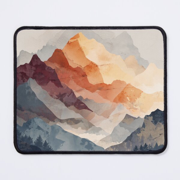Item preview, Mountain Pine Forest Print Amber Sunset Peak and Navy Evergreen Silhouette Art designed and sold by solynneart.