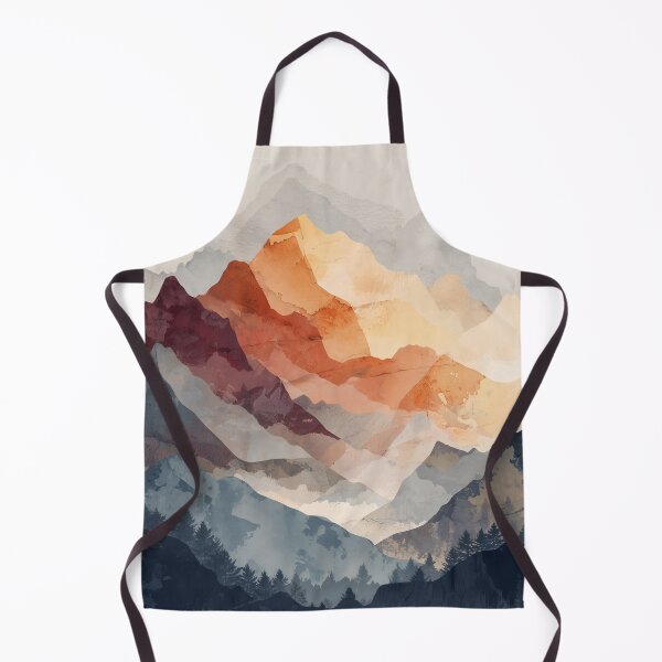 Item preview, Mountain Pine Forest Print Amber Sunset Peak and Navy Evergreen Silhouette Art designed and sold by solynneart.