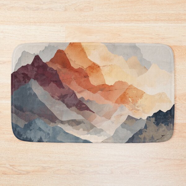 Item preview, Mountain Pine Forest Print Amber Sunset Peak and Navy Evergreen Silhouette Art designed and sold by solynneart.