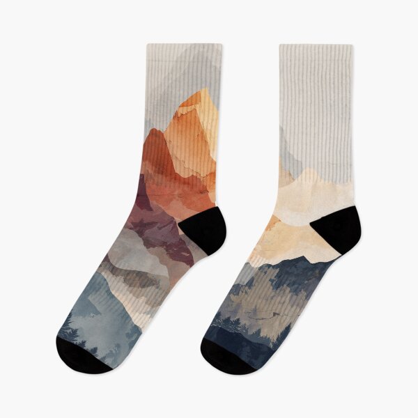 Item preview, Mountain Pine Forest Print Amber Sunset Peak and Navy Evergreen Silhouette Art designed and sold by solynneart.