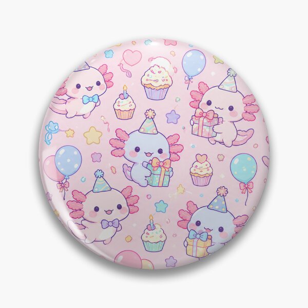 Item preview, Kawaii Birthday Axolotl Pattern designed and sold by Soft Berry Studio.