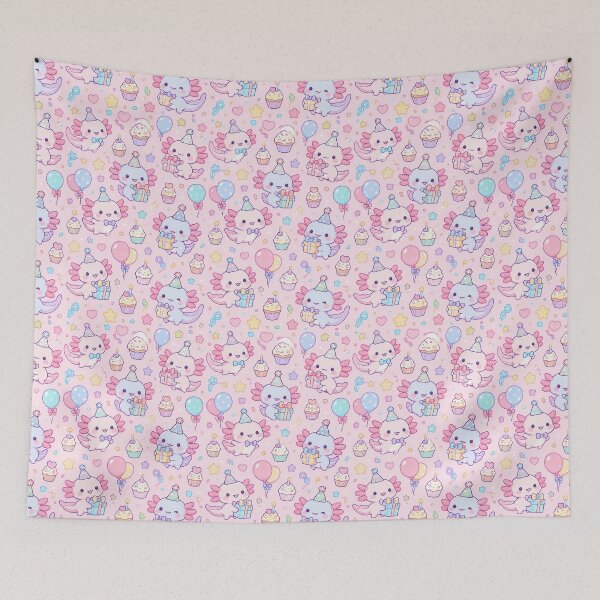 Item preview, Kawaii Birthday Axolotl Pattern designed and sold by Soft Berry Studio.