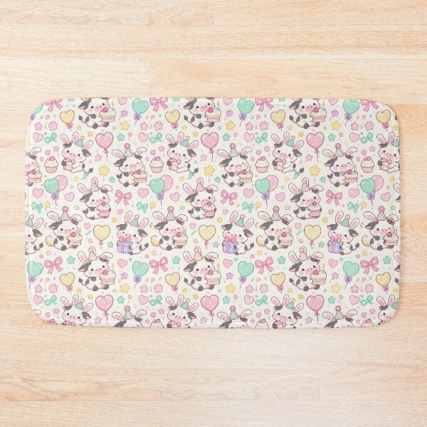 Item preview, Kawaii Birthday Cow Bunny Pattern designed and sold by Soft Berry Studio.