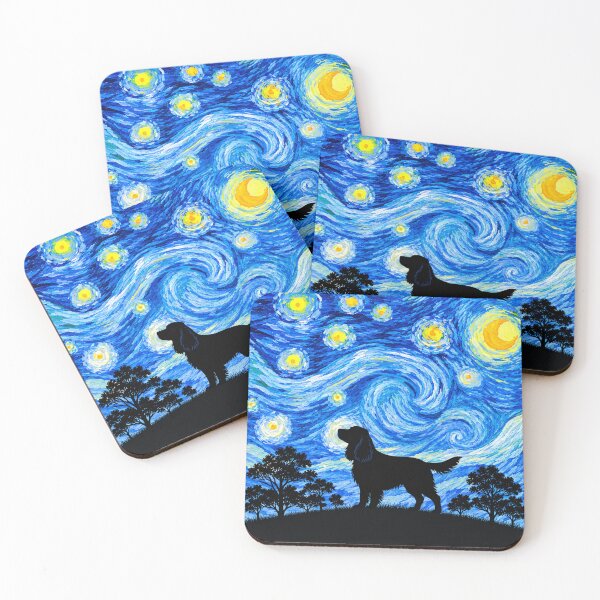 Item preview, Funny Field Spaniel Dog Starry Night Painting Moon Star Mom Dad Kids designed and sold by FurryHavenPH.