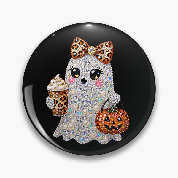 Item preview, Rhinestone Ghost Leopard Bow Halloween Pumpkin Ghost designed and sold by LASTIQUE-dd.