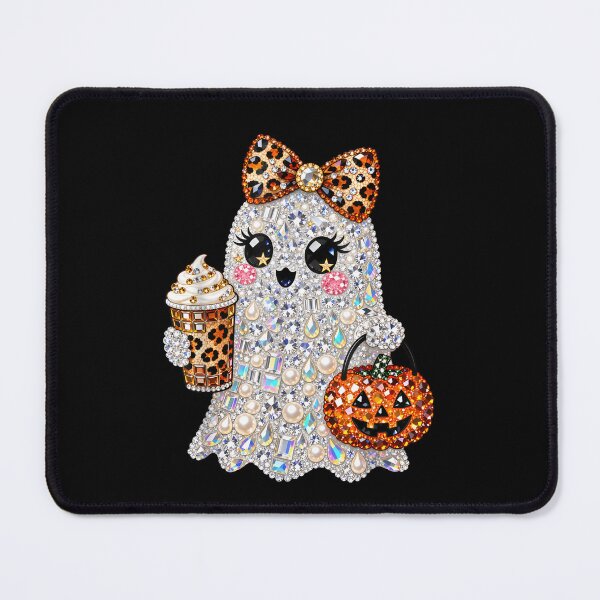 Item preview, Rhinestone Ghost Leopard Bow Halloween Pumpkin Ghost designed and sold by LASTIQUE-dd.