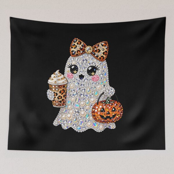 Item preview, Rhinestone Ghost Leopard Bow Halloween Pumpkin Ghost designed and sold by LASTIQUE-dd.