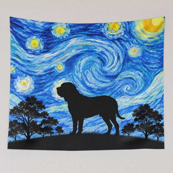 Item preview, Funny Fila Brasileiro Dog Starry Night Painting Moon Star Mom Dad Kids designed and sold by FurryHavenPH.