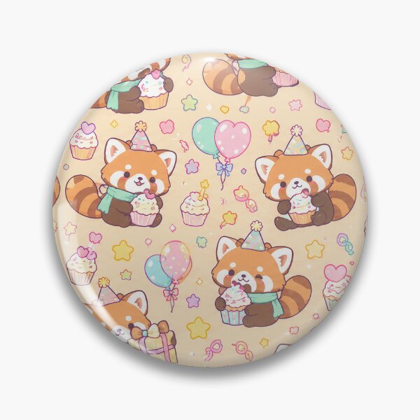 Item preview, Kawaii Birthday Red Panda Pattern designed and sold by Soft Berry Studio.