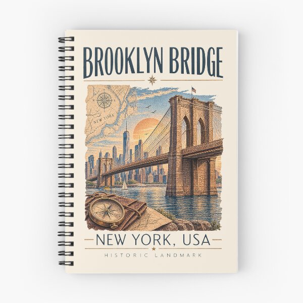 Item preview, Brooklyn Bridge, New York, USA [Vintage Illustration] designed and sold by elektronen.