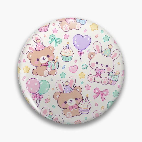 Item preview, Kawaii Birthday Bunny Bear Pattern designed and sold by Soft Berry Studio.