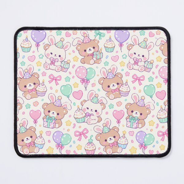Item preview, Kawaii Birthday Bunny Bear Pattern designed and sold by Soft Berry Studio.