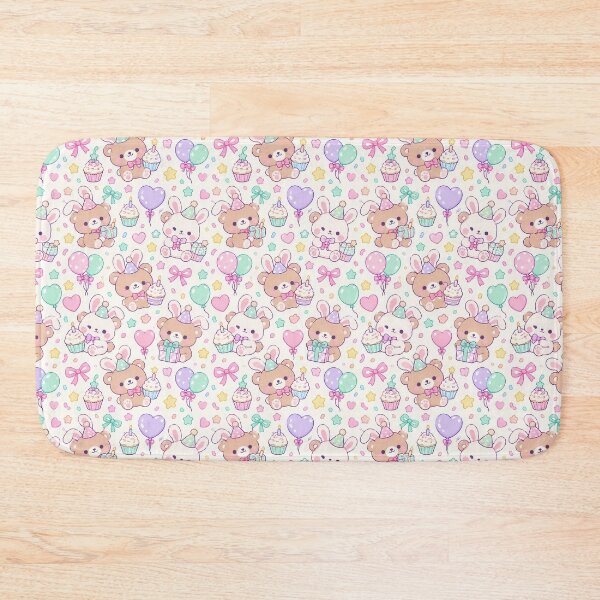 Item preview, Kawaii Birthday Bunny Bear Pattern designed and sold by Soft Berry Studio.