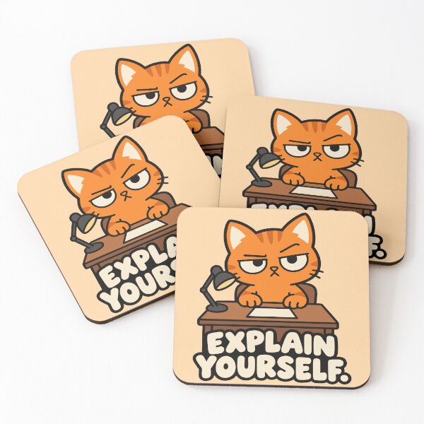 Item preview, Explain Yourself Funny Orange Cat – Grumpy Cat at Desk designed and sold by MewMade.