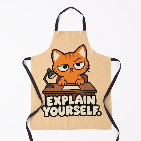Item preview, Explain Yourself Funny Orange Cat – Grumpy Cat at Desk designed and sold by MewMade.