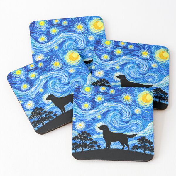 Item preview, Funny Flat Coated Retriever Dog Starry Night Painting Moon Star Mom Dad Kids designed and sold by FurryHavenPH.