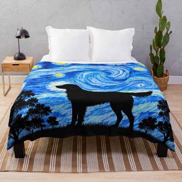 Item preview, Funny Flat Coated Retriever Dog Starry Night Painting Moon Star Mom Dad Kids designed and sold by FurryHavenPH.