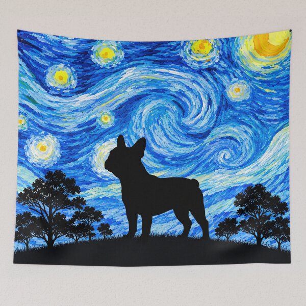 Item preview, Funny French Bulldog Starry Night Painting Moon Star Mom Dad Kids designed and sold by FurryHavenPH.