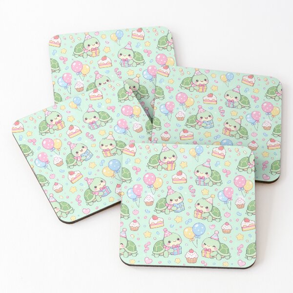 Item preview, Kawaii Birthday Turtle Pattern designed and sold by Soft Berry Studio.