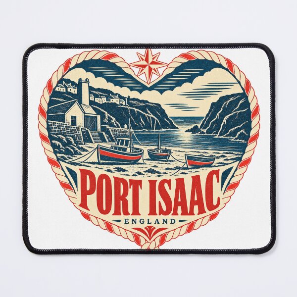 Item preview, Port Isaac England Travel Souvenir Nautical Woodcut Heart designed and sold by VisualArtsOasis.