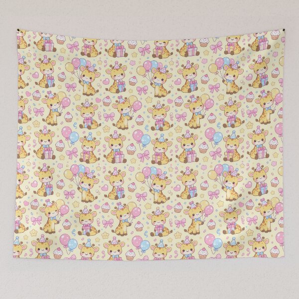 Item preview, Kawaii Birthday Giraffe Pattern designed and sold by Soft Berry Studio.