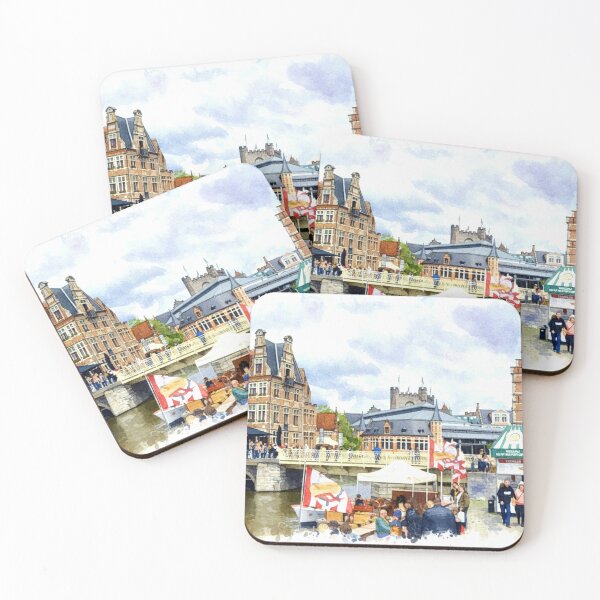 Item preview, A lively square in Ghent with a local market designed and sold by Nifashedji.