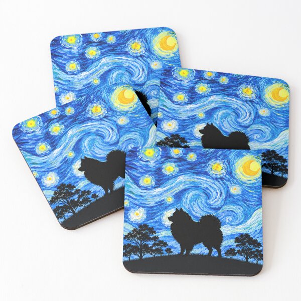 Item preview, Funny German Spitz Dog Starry Night Painting Moon Star Mom Dad Kids designed and sold by FurryHavenPH.