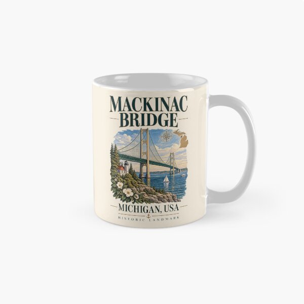 Item preview, Mackinac Bridge, Michigan, USA [Vintage Illustration] designed and sold by elektronen.