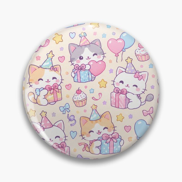 Item preview, Kawaii Birthday Kitty Balloon Pattern designed and sold by Soft Berry Studio.