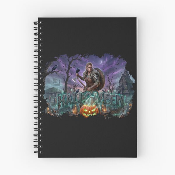 Item preview, Viking Shieldmaiden Halloween Art – Norse Pumpkin and Ghost Design designed and sold by VALKYRAART53.