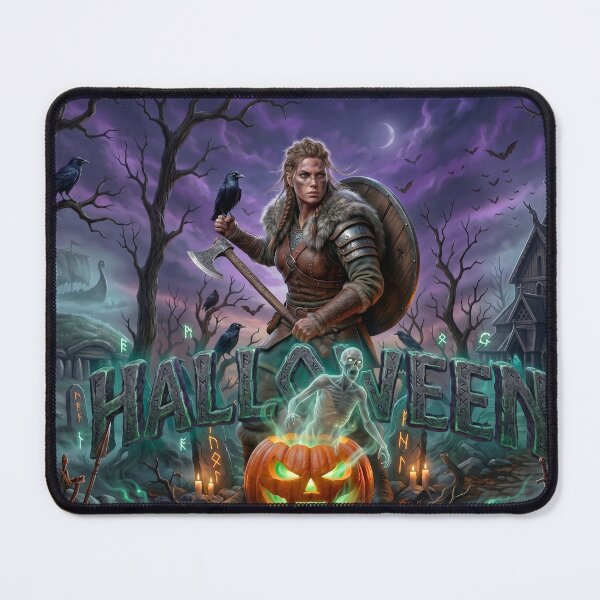 Item preview, Viking Shieldmaiden Halloween Art – Norse Pumpkin and Ghost Design designed and sold by VALKYRAART53.