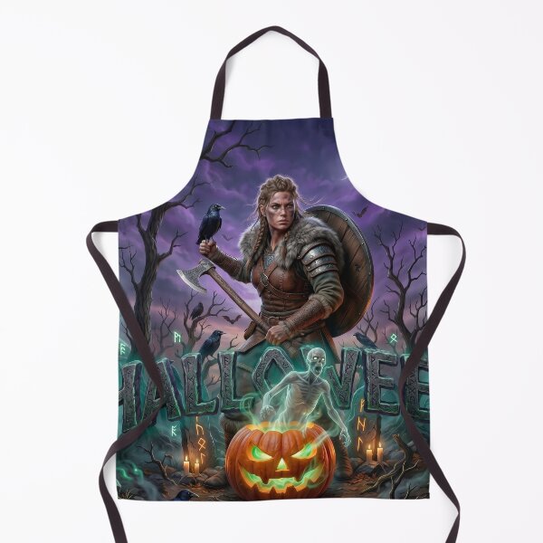 Item preview, Viking Shieldmaiden Halloween Art – Norse Pumpkin and Ghost Design designed and sold by VALKYRAART53.