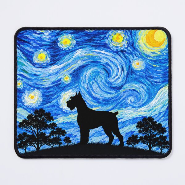 Item preview, Funny Giant Schnauzer Dog Starry Night Painting Moon Star Mom Dad Kids designed and sold by FurryHavenPH.
