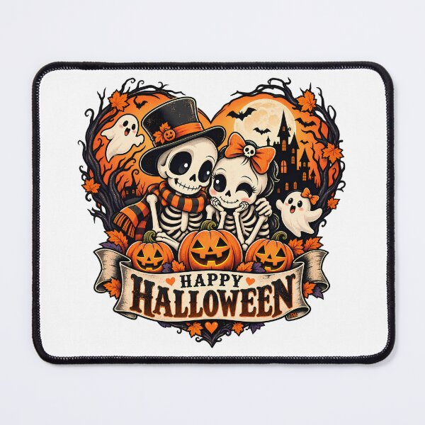 Item preview, Happy Halloween Skeleton Couple Pumpkin Spooky Love T-Shirt designed and sold by DesignArtist.ia.