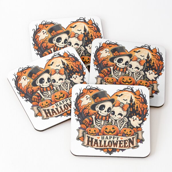 Item preview, Happy Halloween Skeleton Couple Pumpkin Spooky Love T-Shirt designed and sold by DesignArtist.ia.