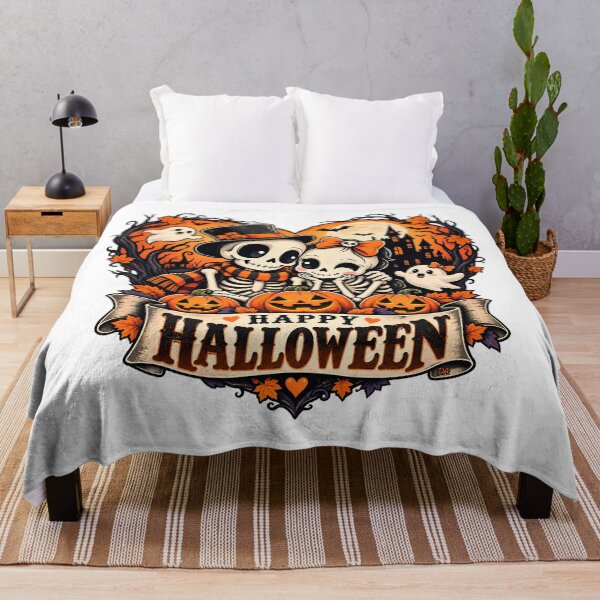 Item preview, Happy Halloween Skeleton Couple Pumpkin Spooky Love T-Shirt designed and sold by DesignArtist.ia.