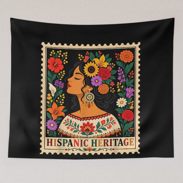 Item preview, Hispanic Heritage Month Flowers Stamp Latin American Women designed and sold by LASTIQUE-dd.