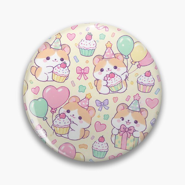 Item preview, Kawaii Birthday Hamster Balloon Pattern designed and sold by Soft Berry Studio.