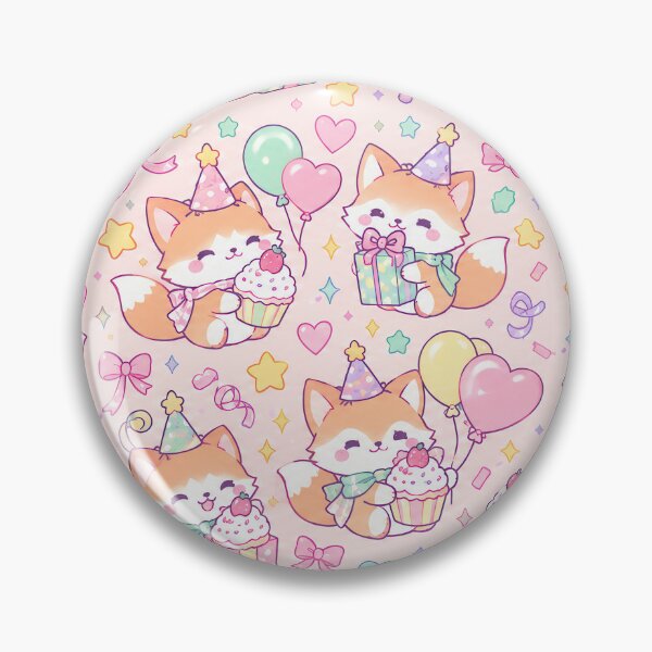 Item preview, Kawaii Birthday Fox Cupcake Pattern designed and sold by Soft Berry Studio.