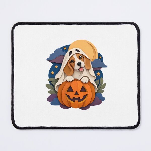 Item preview, Halloween Dogs Pets Papercut Beagle Pumpkin Moon designed and sold by calicito.