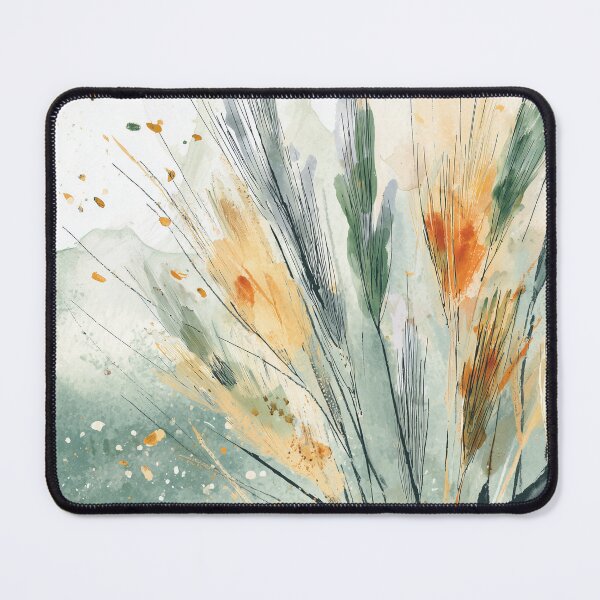 Item preview, Golden Wheat Botanical Art Amber Grasses Bending in Wind Sage Green Print designed and sold by solynneart.