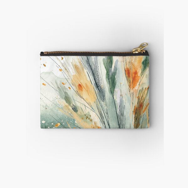 Item preview, Golden Wheat Botanical Art Amber Grasses Bending in Wind Sage Green Print designed and sold by solynneart.