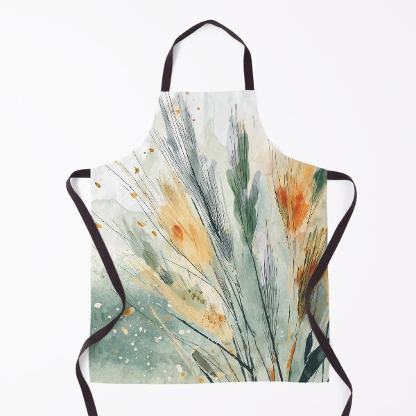 Item preview, Golden Wheat Botanical Art Amber Grasses Bending in Wind Sage Green Print designed and sold by solynneart.