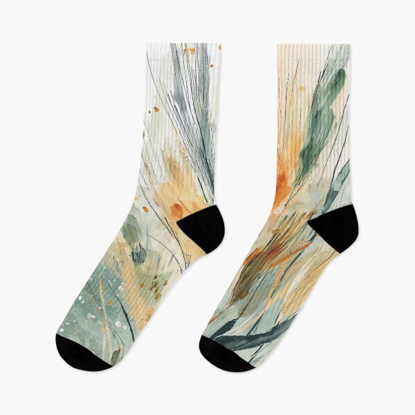 Item preview, Golden Wheat Botanical Art Amber Grasses Bending in Wind Sage Green Print designed and sold by solynneart.