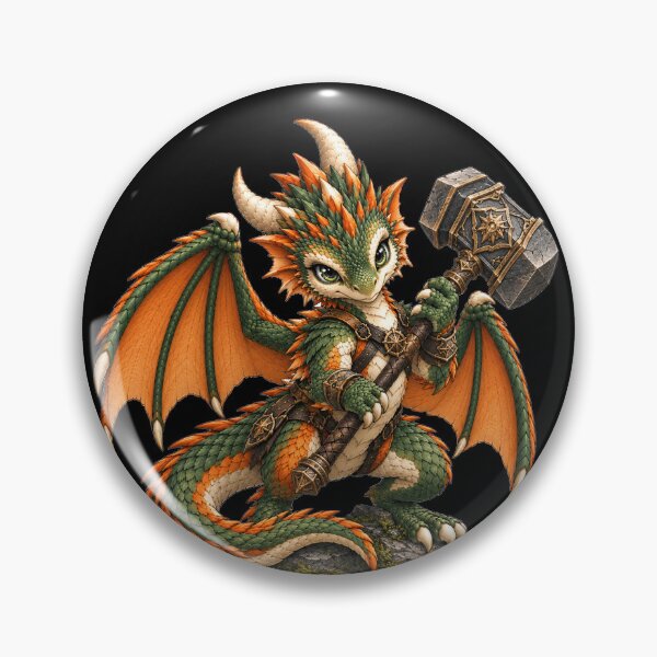 Item preview, Cute Green Dragon Warrior with War Hammer Fantasy RPG Art designed and sold by Hatchling Hollow.